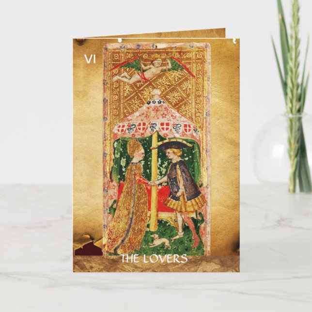 ANTIQUE RENAISSANCE TAROTS/LOVERS Valentinstag Feiertagskarte (Vorderseite)