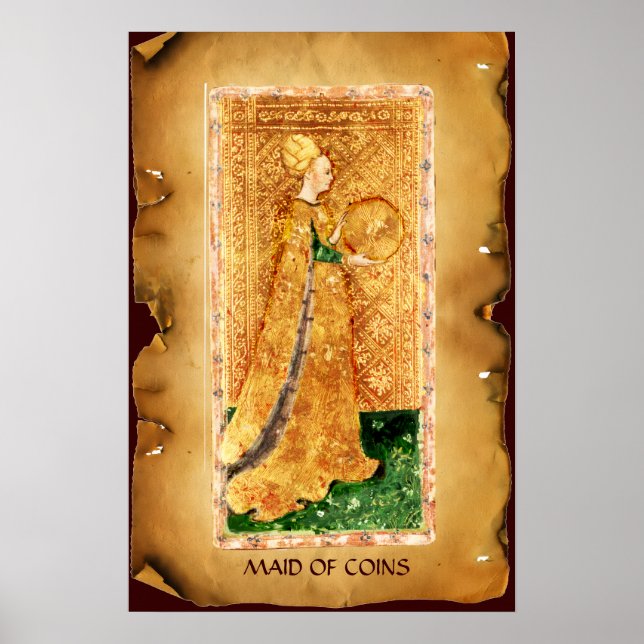 ANTIQUE RENAISSANCE-TAROTS / MAID DER MÜNZEN POSTER (Vorne)