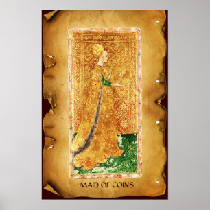 ANTIQUE RENAISSANCE-TAROTS / MAID DER MÜNZEN POSTER
