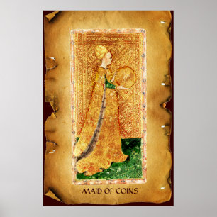 ANTIQUE RENAISSANCE-TAROTS / MAID DER MÜNZEN POSTER