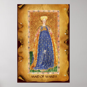 ANTIQUE RENAISSANCE TAROTS / MAID OF WANDS POSTER