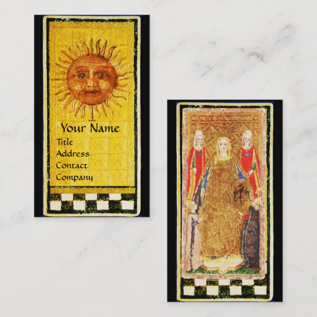 ANTIQUE RENAISSANCE TAROTS/ SONNE UND EMPRESS VISITENKARTE (Vorne/Hinten)