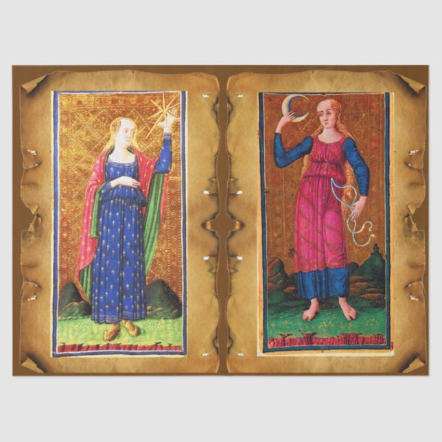 ANTIQUE RENAISSANCE TAROTS /STAR UND MOND SEIDENPAPIER (Vorderseite)