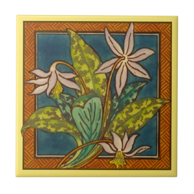 Antique Repro Circa 1880 Maw Floral Tile 1 von 8 Fliese (Vorderseite)