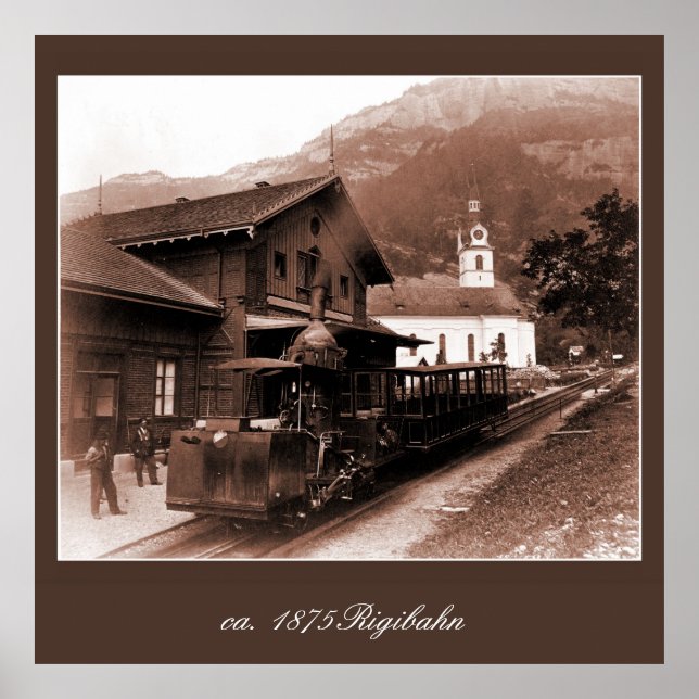 Antique Rigi Bahnbetrieb und Bergstation 2011 Foto Poster (Vorne)