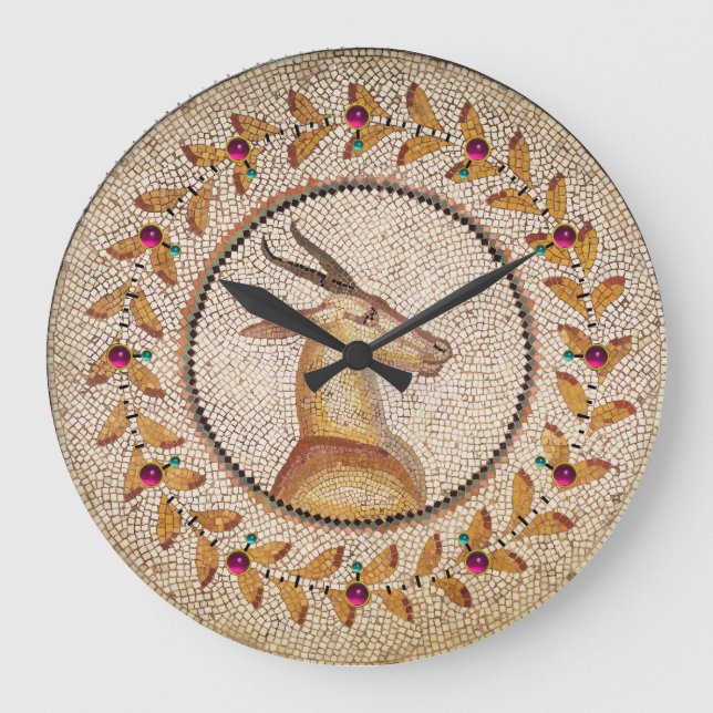 ANTIQUE ROMAN MOSAICA / GAZZELLE GROßE WANDUHR (Vorderseite)