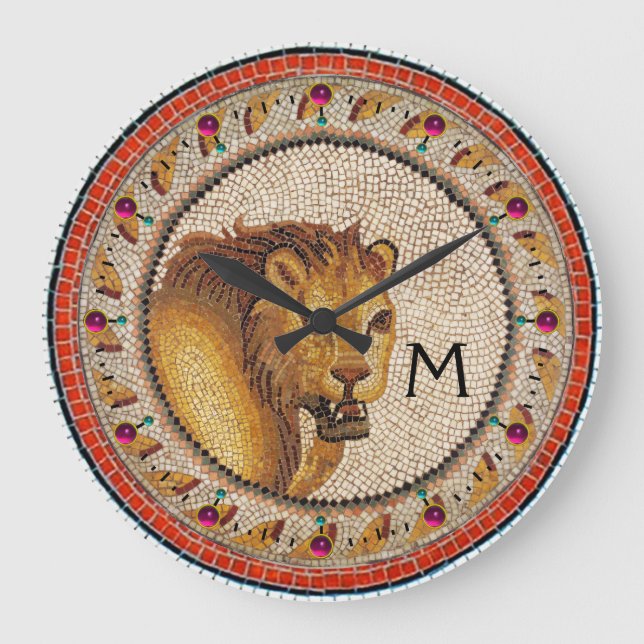 ANTIQUE ROMAN MOSAICA / LION MONOGRAM GROßE WANDUHR (Vorderseite)