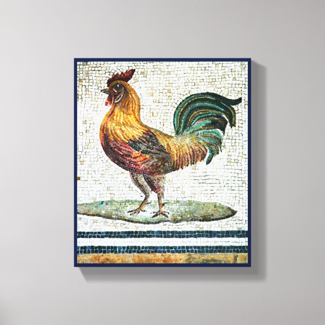 ANTIQUE ROMAN MOSAICA / ROOSTER LEINWANDDRUCK (Vorderseite)