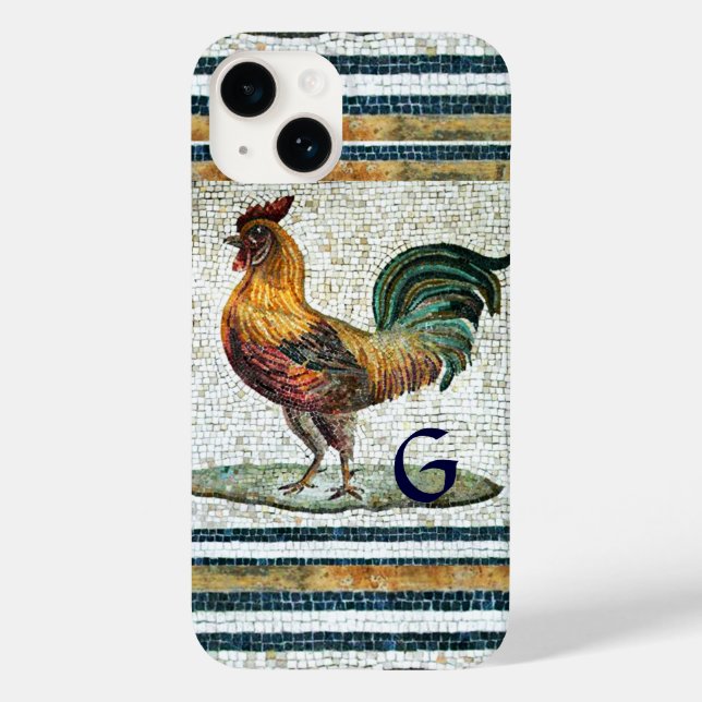 ANTIQUE ROMAN MOSAICA / ROOSTER MONOGRAM Case-Mate iPhone HÜLLE (Rückseite)