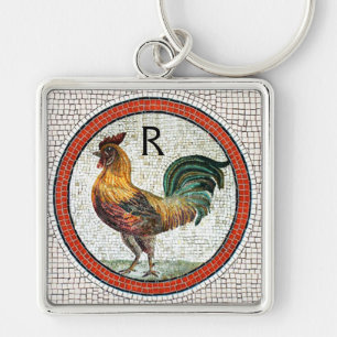 ANTIQUE ROMAN MOSAICA / ROOSTER MONOGRAM SCHLÜSSELANHÄNGER