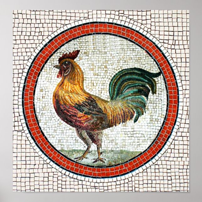 ANTIQUE ROMAN MOSAICA / ROOSTER POSTER (Vorne)