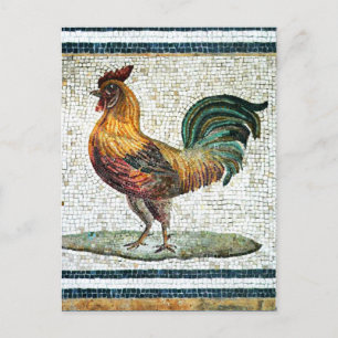 ANTIQUE ROMAN MOSAICA / ROOSTER POSTKARTE