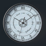 Antique römische Numeral Light Blue Marmor Effekt Wanduhr<br><div class="desc">Dieses kühne, einfache, klassische Uhrendesign hat ein schwarz-römisches Zahlendesign mit einem Vintagen Look. Es hat Kreise und gepunktete Kreise, sowie einen gereiften Rand um sich herum. Der Hintergrund ist hellblau mit einem leicht marmorierten Effekt. Sie können mit der einfachen Vorlage einen Textkreis in die Mitte einfügen oder den Beispieltext löschen,...</div>