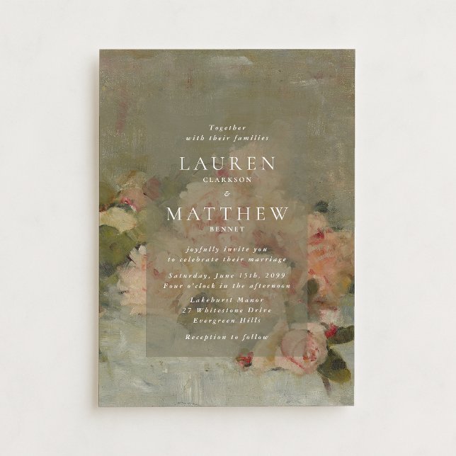 Antique Rose Oil Painting Wedding Invitation Einladung (Von Creator hochgeladen)