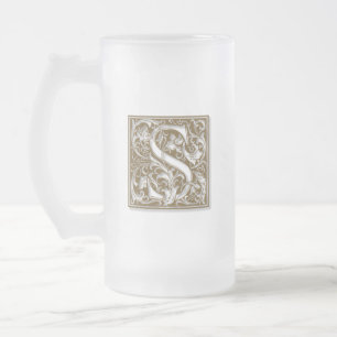 Antique S Monogram Mattglas Bierglas