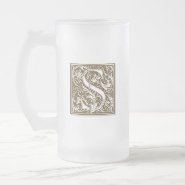 Antique S Monogram Mattglas Bierglas (Links)