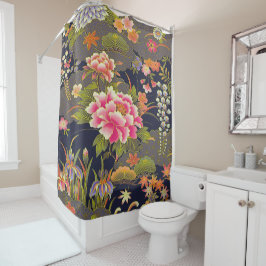 Antique Sage Green japanische Kimono Blume Duschvorhang