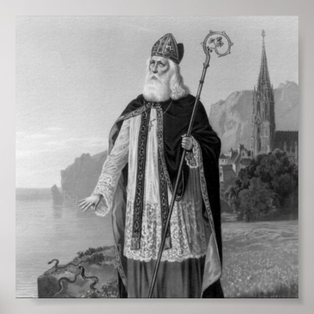 Antique Saint Patrick, die Schlangen und die Bibel Poster (Vorne)