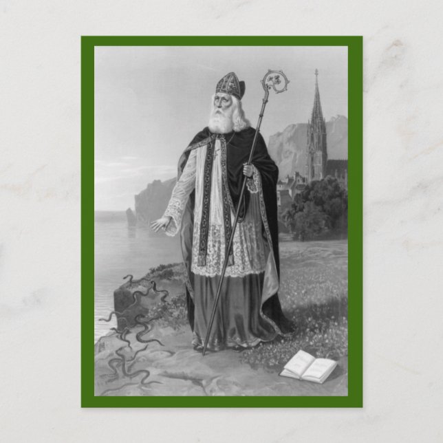 Antique Saint Patrick, die Schlangen und die Bibel Postkarte (Vorderseite)