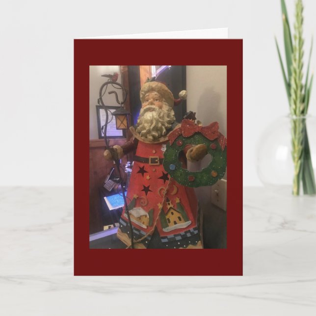 ANTIQUE SANTA SAYS "HAPPY HOLIDAYS" KARTE (Vorderseite)