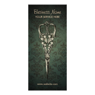 Antique Schere Elegant Damask Salon Werbekarte