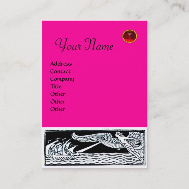 ANTIQUE SCHIFFE RUBY MONOGRAM Pink Fuchsia Black Visitenkarte (Vorderseite)