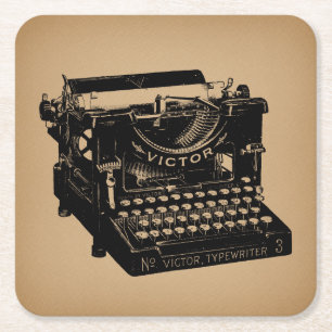 Antique Schreibmaschine Alte Schreibmaschine Rechteckiger Pappuntersetzer