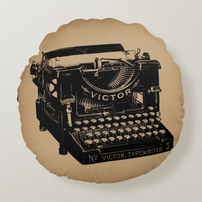 Antique Schreibmaschine Alte Schreibmaschine Rundes Kissen (Vorderseite)