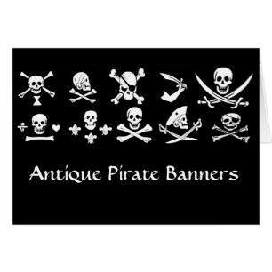 ANTIQUE SCHWARZE PIRATBANNER UND TREASKARTEN