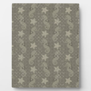 Antique Seahorse And Starfish Pattern Fotoplatte