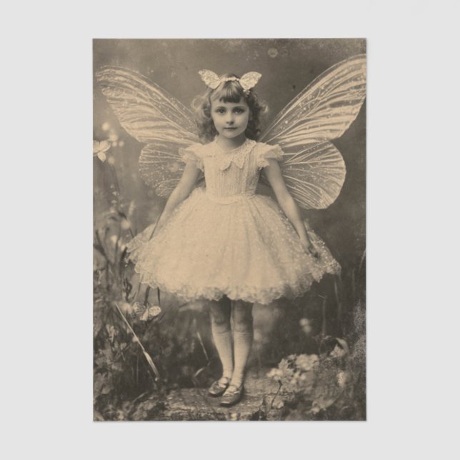 Antique Sepia Butterfly Fairy Crafting Seidenpapier (Vorderseite)