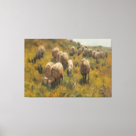 Antique Sheep Pasture Vintage Farmhouse Country  Leinwanddruck