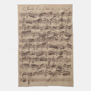 Antique Sheet Music Bach Manuscript Geschirrtuch