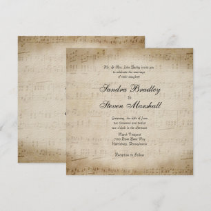 Antique Sheet Music Theme Wedding Einladung