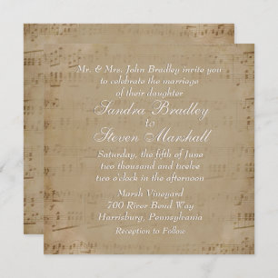 Antique Sheet Music Theme Wedding Einladung