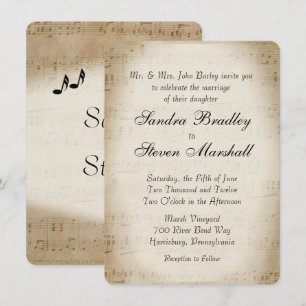 Antique Sheet Music Theme Wedding Einladung