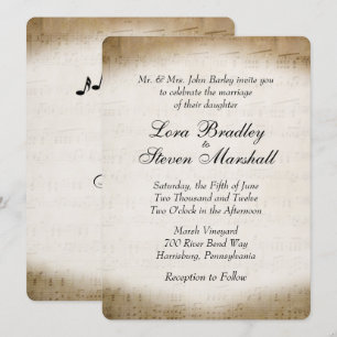 Antique Sheet Music Theme Wedding Einladung