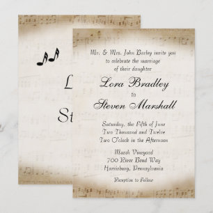 Antique Sheet Music Theme Wedding Einladung