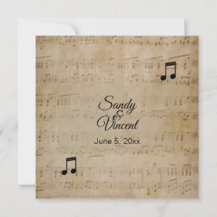 Antique Sheet Music Theme Wedding Invitation Einladung