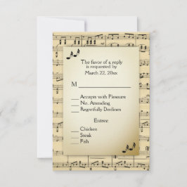 Antique Sheet Music UAWG mit Menüauswahl RSVP Karte
