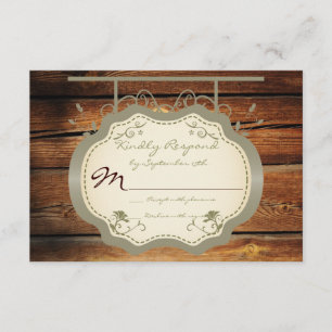 Antique Sign Rustic Country Wedding RSVP Cards