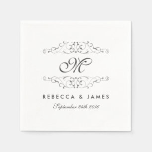 Antique Silver Blüh Monogram Wedding Napkin Serviette