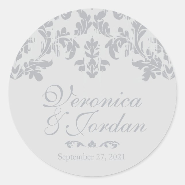 Antique Silver Custom Wedding Stickers (Vorderseite)