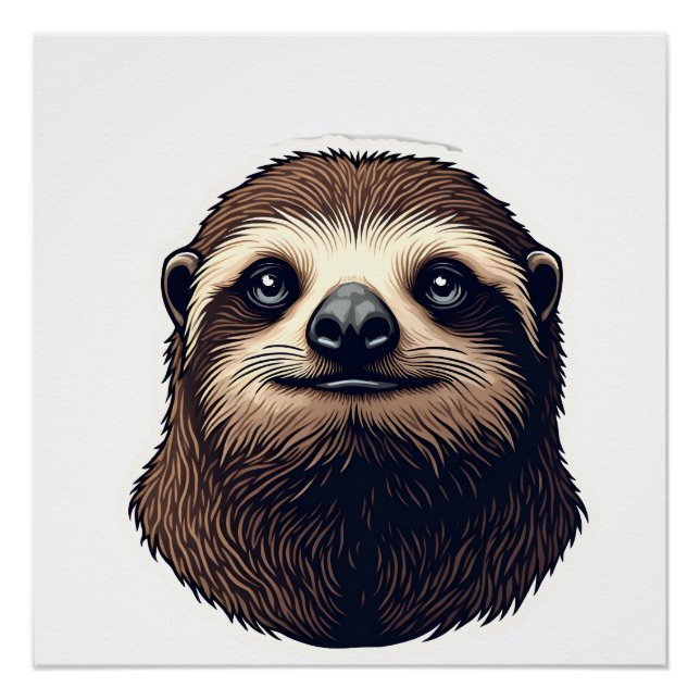 Antique Sloth Illustration Vintage Tee (2) Poster (Vorderseite)
