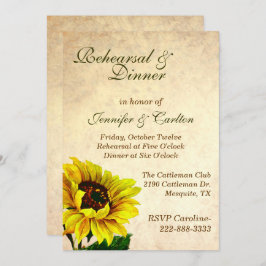 Antique Sonnenblumen Hochzeitsreise Probe Einladun Einladung