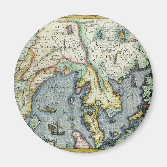 Antique Southeast Asian Map von Mercator / Hondius Magnet (Vorne)