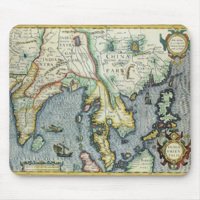 Antique Southeast Asian Map von Mercator / Hondius Mousepad (Vorne)