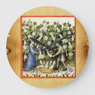 ANTIQUE SQUASH  HARVEST PARCHMENT Squashes Große Wanduhr