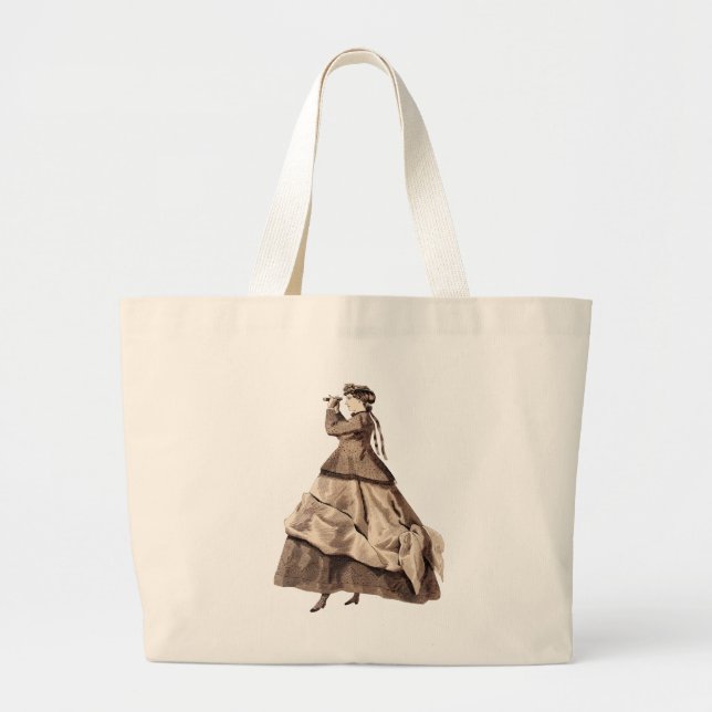 Antique Steampunk Lady auf Tote Bag Jumbo Stoffbeutel (Vorne)