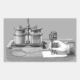 Antique Steampunk Writer Edison Rechteckiger Aufkleber